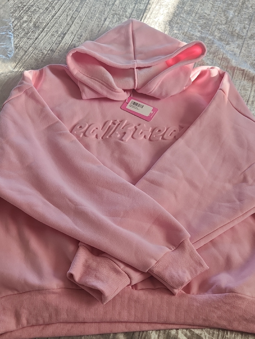 Edikted Pink Embossed Logo Hoodie